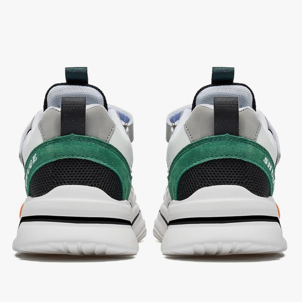 NEW-SHUGE White Black Green Leather Strap Slip On Sneakers Shoes- Youth 3.5Y - Picture 5 of 8